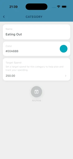 BUDGT app category breakdown showing spending by category (3 of 4)